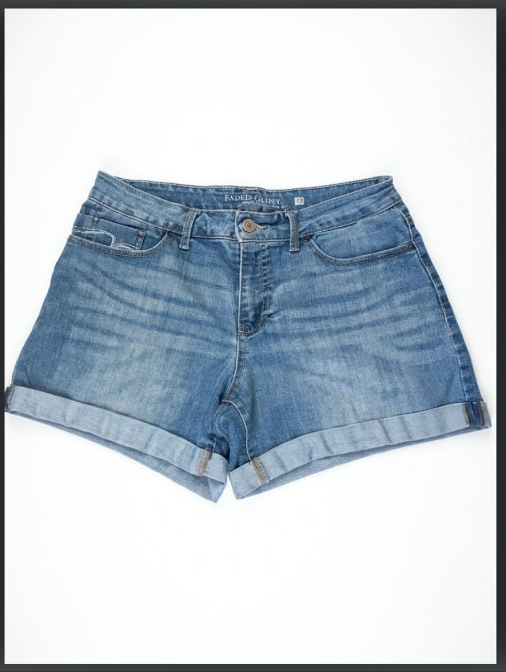 Faded Glory Womens Light Blue Denim Cuffed Shorts Size 12
